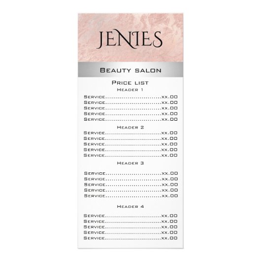 Carte Publicitaire Élégant rose moderne en or marbre argent rayé (Devant)