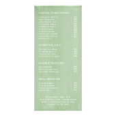 Carte Publicitaire Elégant Rustic Green Beauty Salon Tarifs (Dos)