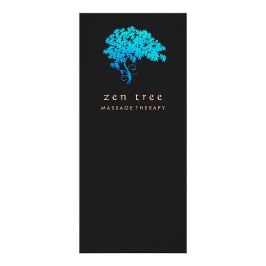 Carte Publicitaire Élégant Turquoise Zen Tree logo noir (Devant)
