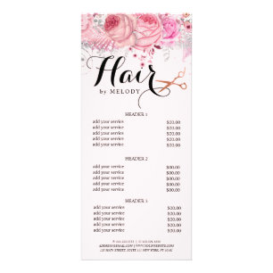 Carte Publicitaire Elégante coiffeuse rose en cuivre