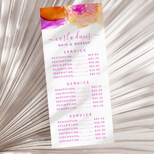 Carte Publicitaire Encre alcoolique rose orange Script Signature