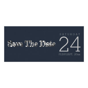 Carte Publicitaire Entreprise Bleu Enregistrer La Date Chic Silver Gr