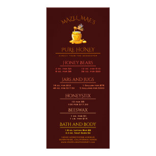Carte Publicitaire Étiquette de miel d'abeille noire Texte métallisé