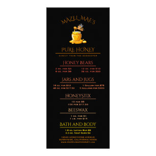 Carte Publicitaire Étiquette de miel d'abeille noire Texte métallisé