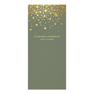 Carte Publicitaire Faux Gold Foil Confetti Dots Taupe Green Business