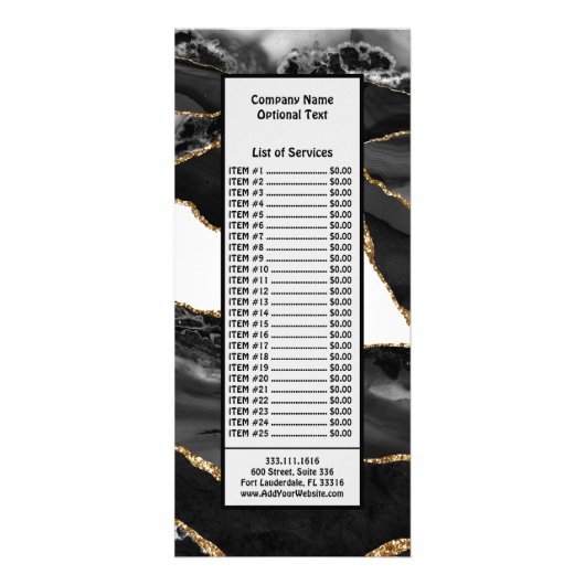 Carte Publicitaire Faux Marbled Agate Black Stylish Stone (Devant)