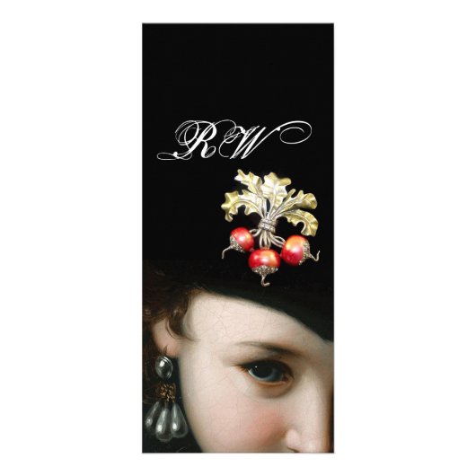 CARTE PUBLICITAIRE FEMME ROMANTIQUE, JEUX ANCIENS ET PERLES MONOGRAMM (Dos)