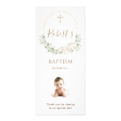 Carte Publicitaire Feuillage vert Croix Angels Baptême (Dos)