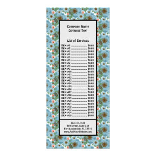 Carte Publicitaire Fleurs roses bleues naturelles de Bohême Feuilles