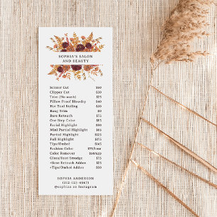 Carte Publicitaire Fleurs sauvages Boho sur Blanc   Tarifs du salon