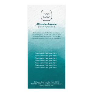 Carte Publicitaire Fond aquarelle vert cyan