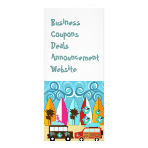 Carte Publicitaire Fourgons hippies surfants sans valeur de plage de