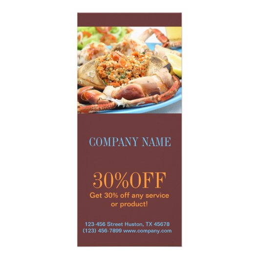 Carte Publicitaire fruits de mer de service de restauration de (Devant)