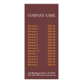 Carte Publicitaire fruits de mer de service de restauration de (Dos)