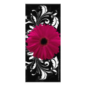 Carte Publicitaire Fuchsia Scroll Gerbera Daisy avec noir et blanc (Dos)