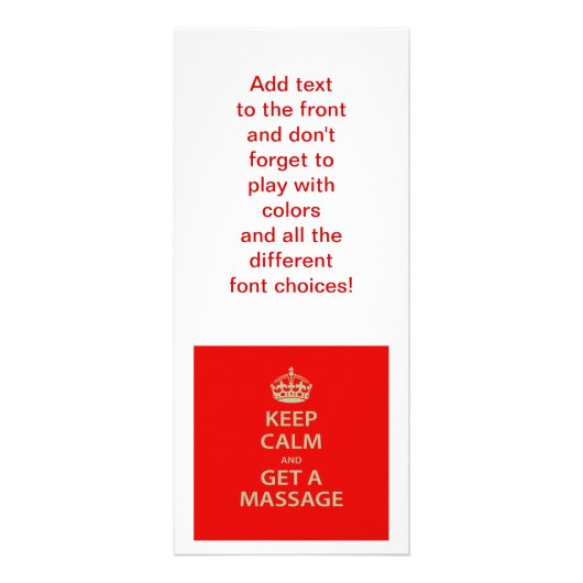 Carte Publicitaire Gardez le calme et obtenez un massage (Devant)