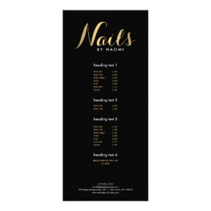 Carte Publicitaire Glam Nails Script Texte Gold/Black Rack Card