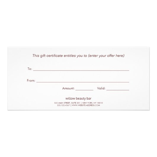 Carte Publicitaire Gris Aquarelle Script Spa Certificat cadeau (Dos)