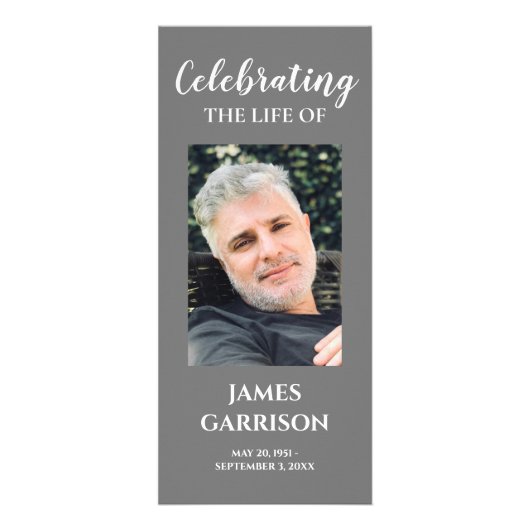 Carte Publicitaire Gris Photo Celebration of Life Memorial Program (Devant)