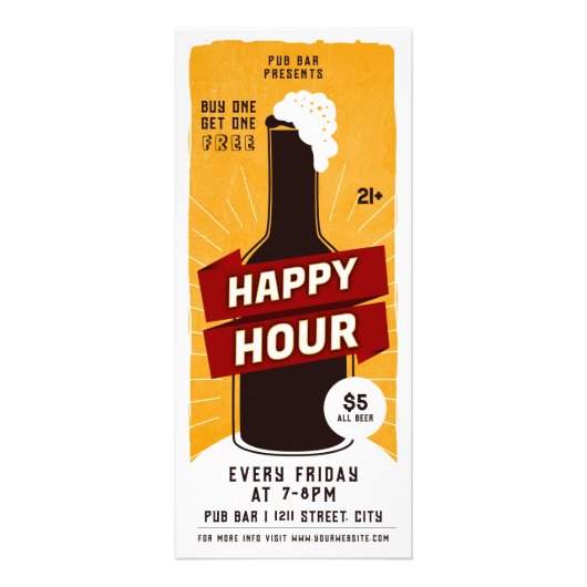 Carte Publicitaire Happy Hour Drink Beer Ad Bar (Devant)