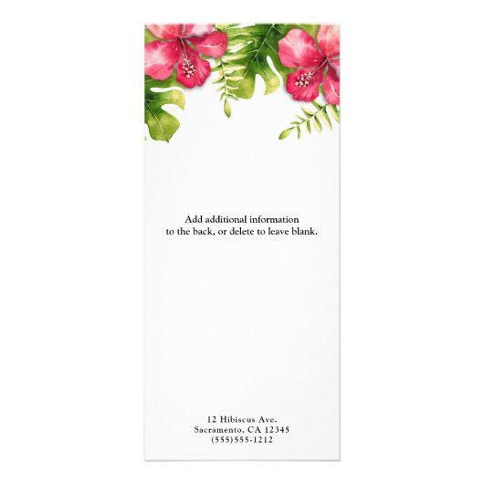 Carte Publicitaire Hibiscus Feuille Salon Spa Tarifs (Dos)