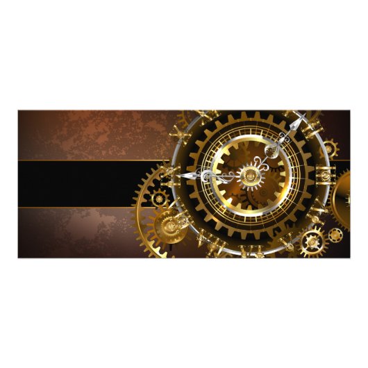 Carte Publicitaire Horloge Steampunk avec des engrenages anciens (Devant)