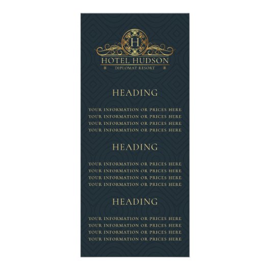 Carte Publicitaire Information ou prix de l'hôtel de luxe (Devant)