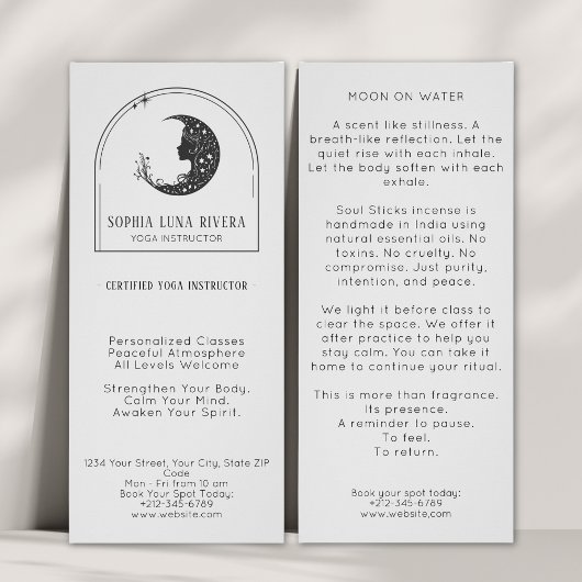 Carte Publicitaire Instructeur de Yoga Boho Arch Crescent Céleste Lun