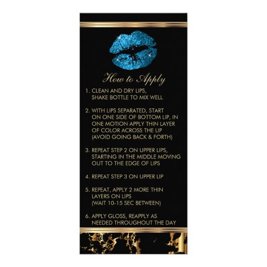 Carte Publicitaire Instructions de lecture Turquoise Blue Glitter (Devant)