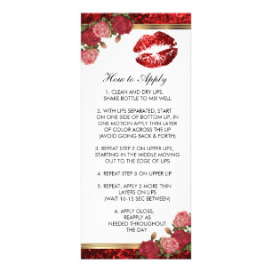 Carte Publicitaire Instructions Lipsense Red Rose Parties scintillant