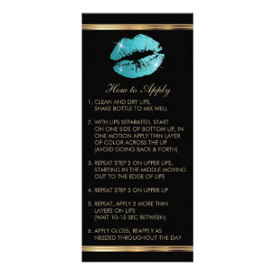 Carte Publicitaire Instructions turquoise Parties scintillant Lipstic