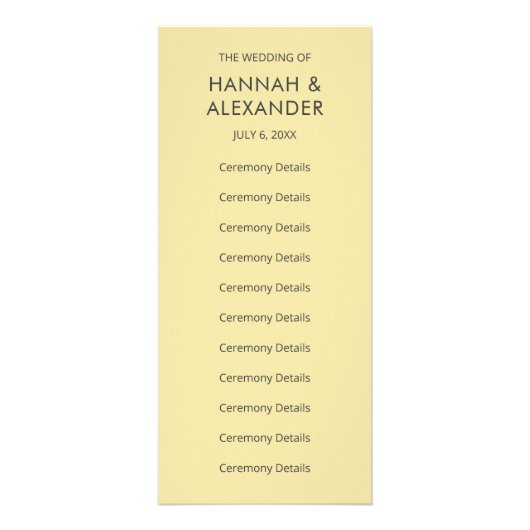 Carte Publicitaire Island Citrus Yellow Wedding Program (Devant)