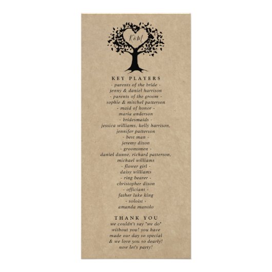 Carte Publicitaire La collection Rustic Heart Tree Mariage - Programm (Dos)