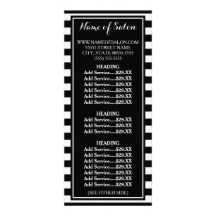 Carte Publicitaire Le blanc noir moderne barre des listes des prix de