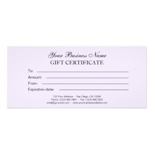 Carte Publicitaire Light Lilac Classic Générique Certificat cadeau si
