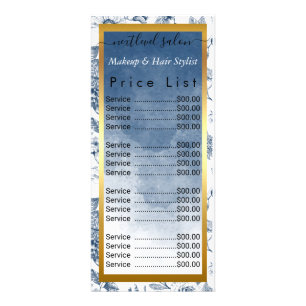 Carte Publicitaire Liste de cheveux Vintage Blue Floral Salon