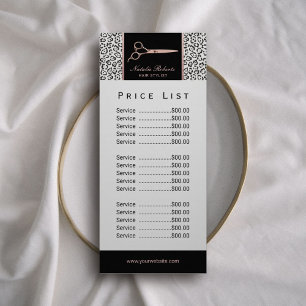 Carte Publicitaire Liste de Rose Gold Ciseau Leopard Prix