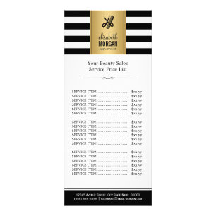 Carte Publicitaire Logo de ciseaux Gold Black White Stripes Tarifs