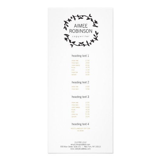 CARTE PUBLICITAIRE LOGO DE FEUILLES BOHÉMIENNES EN NOIR & BLANC (Devant)