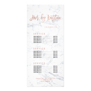 Carte Publicitaire logo hair faux gold marble price list 2
