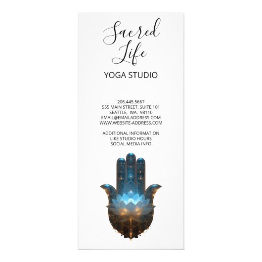 Carte Publicitaire Lotus Illumination | Conception de la main Hamsa (Dos)