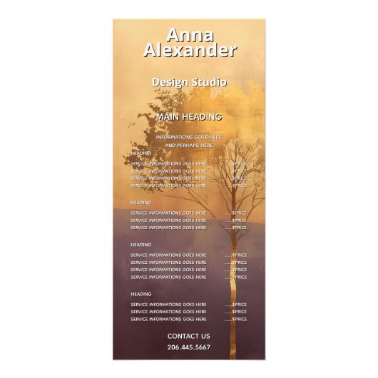 Carte Publicitaire Lumière Debout | Conception minimale d'arbre  (Devant)