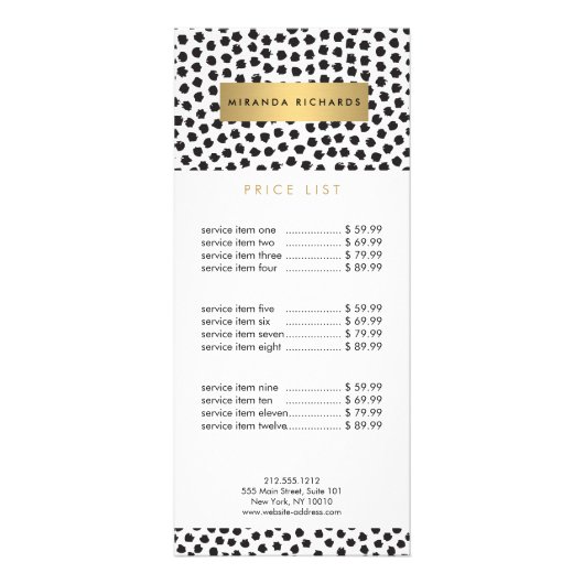 Carte Publicitaire Luxe Black Confetti Dots II avec barre dorée (Devant)