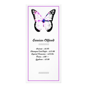 Carte Publicitaire Madame pourpre Services Rack Card 3 de papillon de