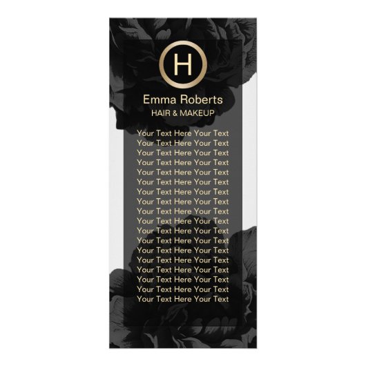 Carte Publicitaire Maquillage et cheveux Moderne Monogramme Floral No (Devant)