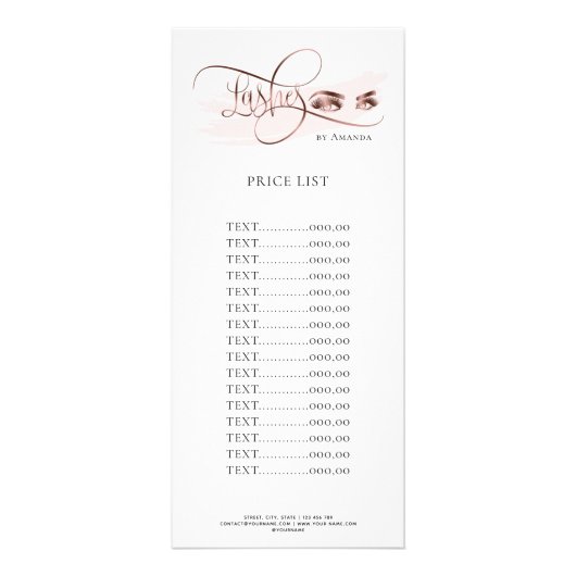 Carte Publicitaire Maquillage Eyebrow Eyes Lashes Rose Gold Prix (Devant)