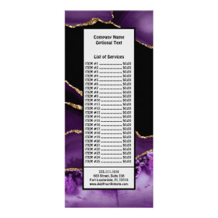 Carte Publicitaire Marbre Violet Noir Agate Glamour Sombre Doré