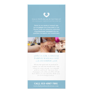 Carte Publicitaire massage spa bien-être promotion marketing bleu