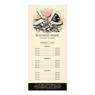 Carte Publicitaire Massage Thérapie Healing Main Energy Spa Liste des