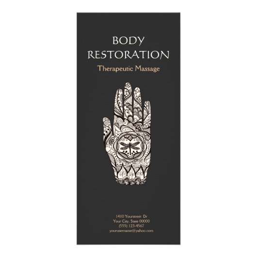 Carte Publicitaire Massage Thérapiste Henné Dragonfly Tatouage main 4 (Devant)